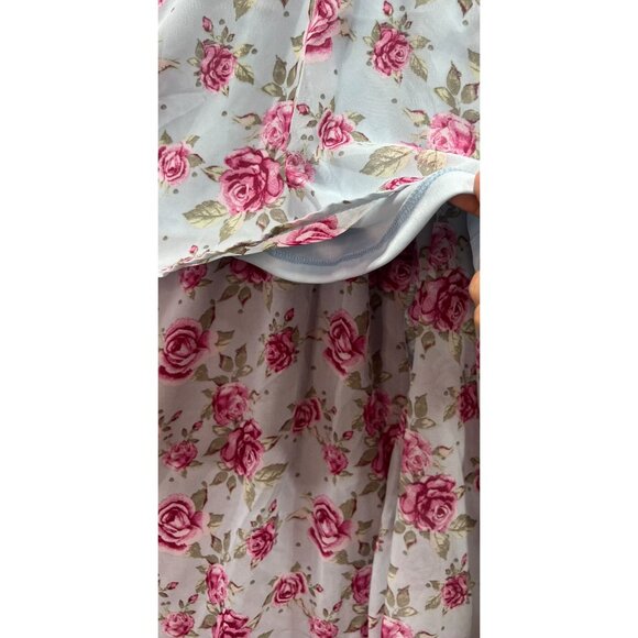Rue 21- Women's Summer Sleeveless High Low Hem Ruffle-Floral Dress-Light Blue-XS - Picture 10 of 16